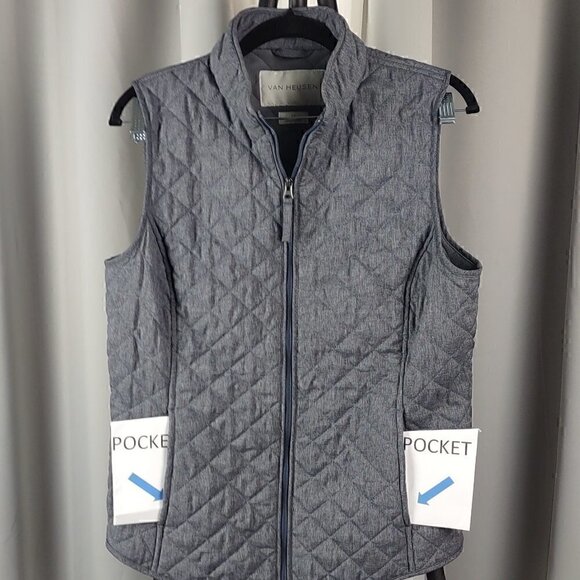 Van Heusen Women's Gray Quilted Vest Size Medium - Picture 2 of 8